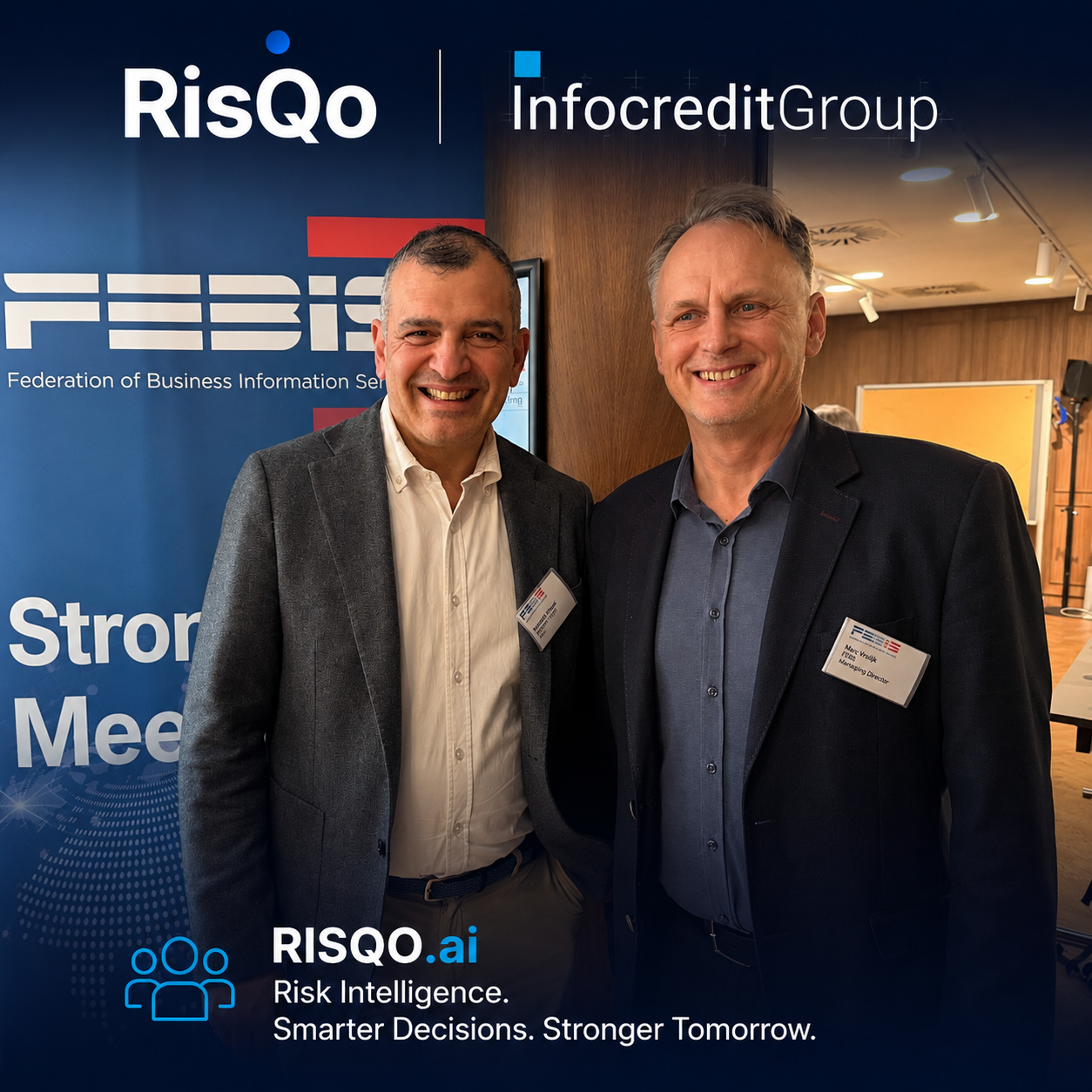 Theodoros Kringou, CEO of Infocredit Group, with Marc Waezik, Managing Director of FEBIS, at the FEBIS General Assembly 2026