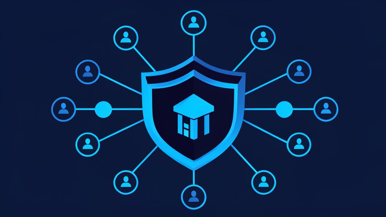 Illustration of supplier nodes connected to a central company shield